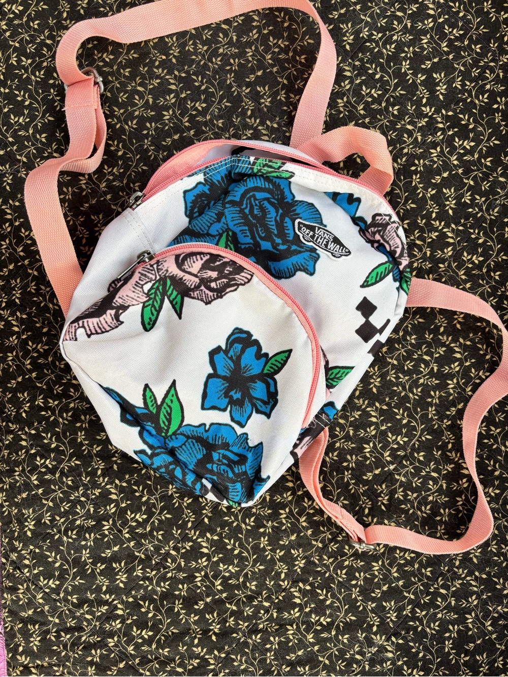 Vans "Off The Wall" Rose Floral Mini Backpack - White, Blue & Pink
